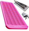 ANGENIL Bolsa de silicona resistente para alisador de cabello, Rojo rosa
