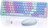MPTOG Combo de teclado y mouse inalámbricos retro, teclas flotantes...