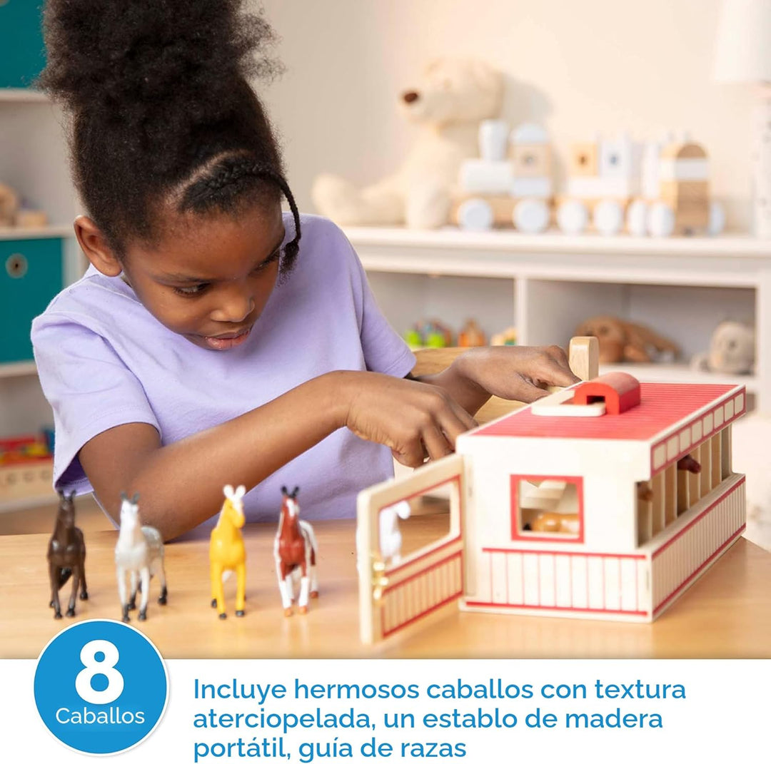 Establo de madera de juguete con 8 caballos, de Melissa &amp; Doug