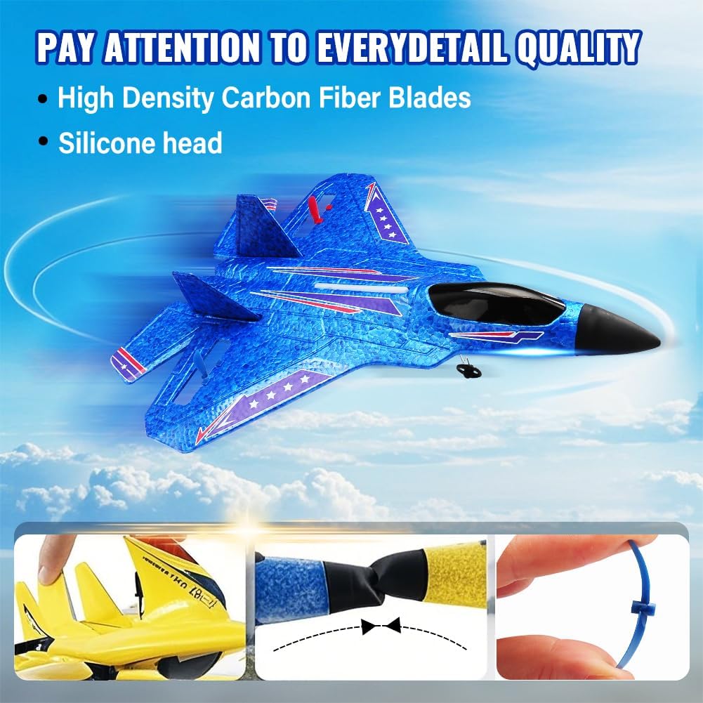Avión RC azul para niños Upgrade F-22 Raptor Fighter RC Avión de co...
