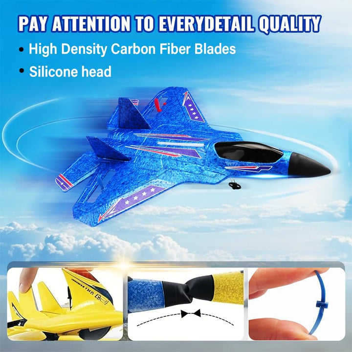 Avión RC azul para niños Upgrade F-22 Raptor Fighter RC Avión de co...