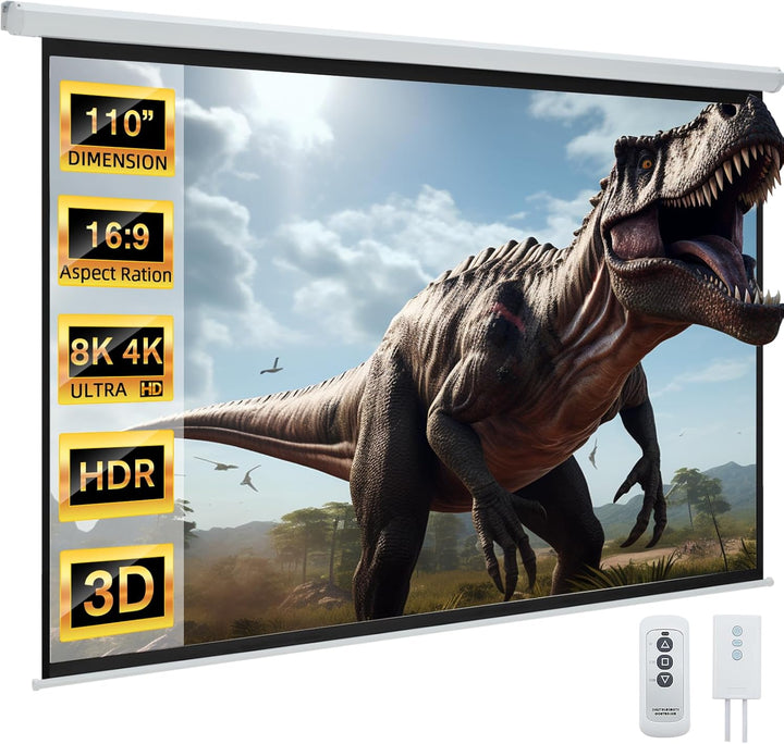 YODOLLA 110" Pantalla de Proyector Motorizada 16:9, 4K HD, Pant...