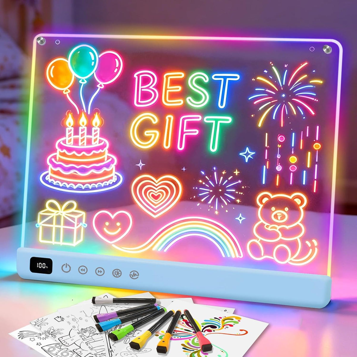 Cosmody Tablero de dibujo LED recargable, regalo para niños y niñas a