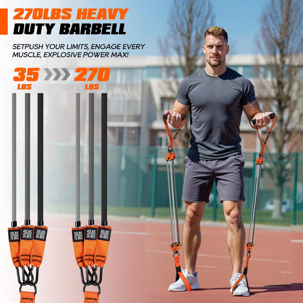 Kit de barra de pilates KUTIZE con bandas de resistencia, equipo de pilates de alta resistencia para hombres, bandas de entrenamiento con asas para piernas, cadera, espalda, brazo, abdominales, pecho