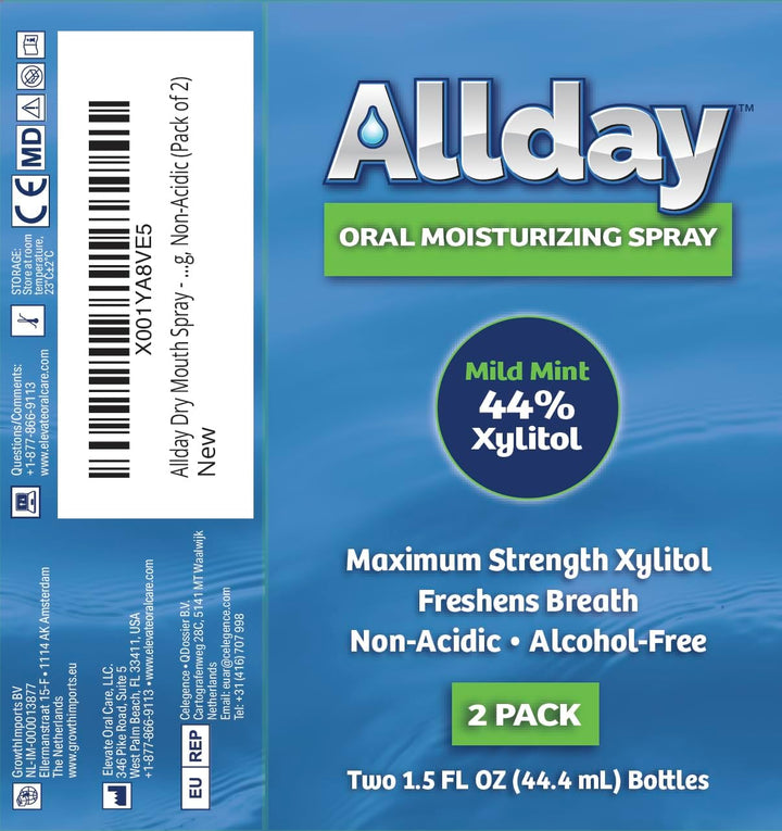Allday Spray bucal seco, xilitol de máxima resistencia, acción rápi...