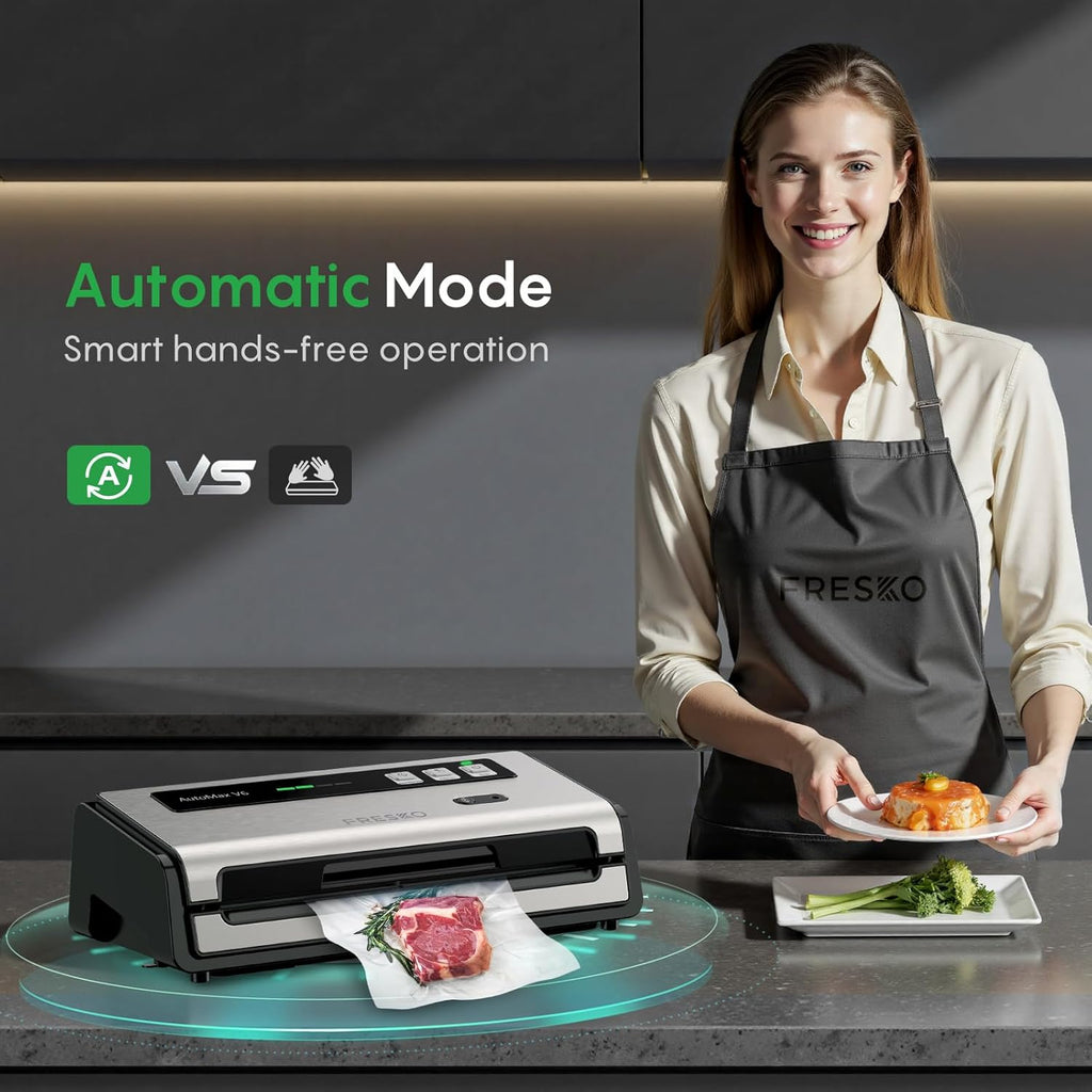 FRESKO Sellador al vacío para alimentos con detección automática de bolsas y cortador incorporado