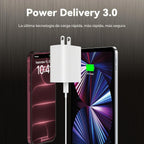 Cargador USB C de carga rápida para iPhone 18, 17, 16, 15 Pro, carga rápida, 20 W, 10 pies