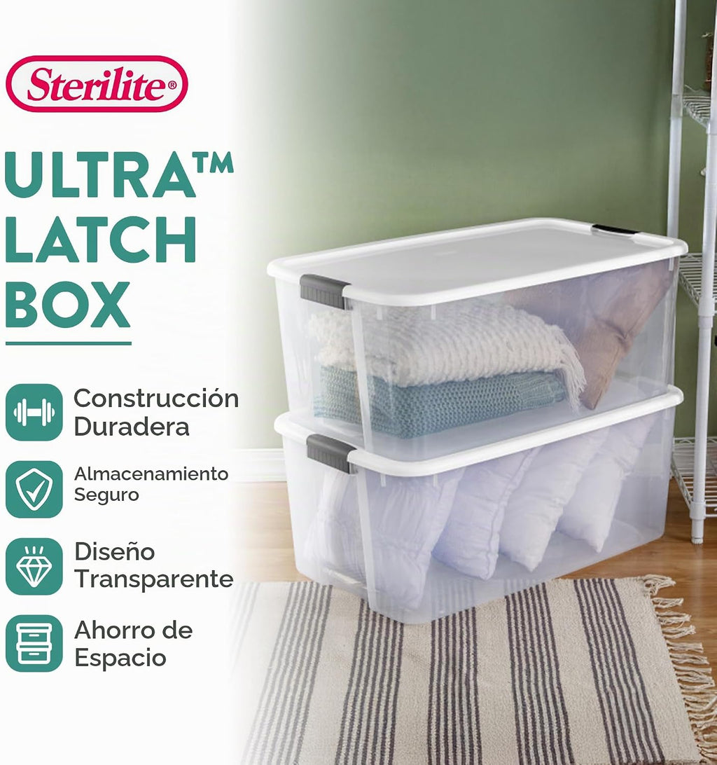 Sterilite Ultra Latch - Caja con tapa para el hogar y la oficina
