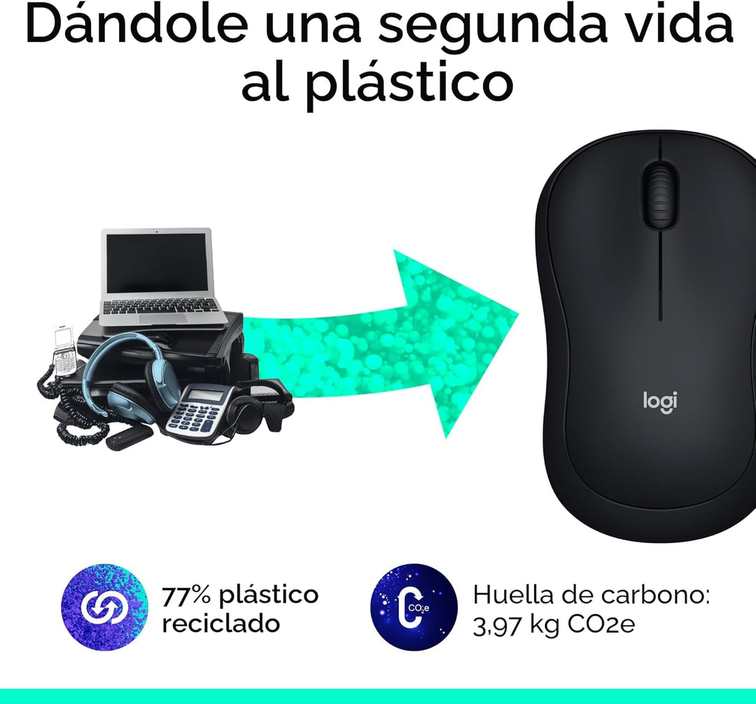 Logitech Ratón inalámbrico M185, 2.4 GHz con mini receptor USB, dur...