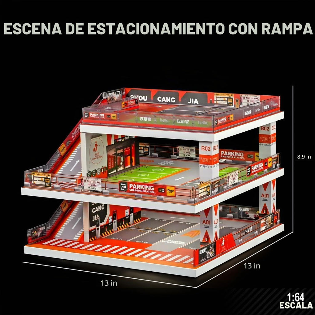 Vitrina para Hot Wheels: Diorama de garaje de coche de juguete con luces