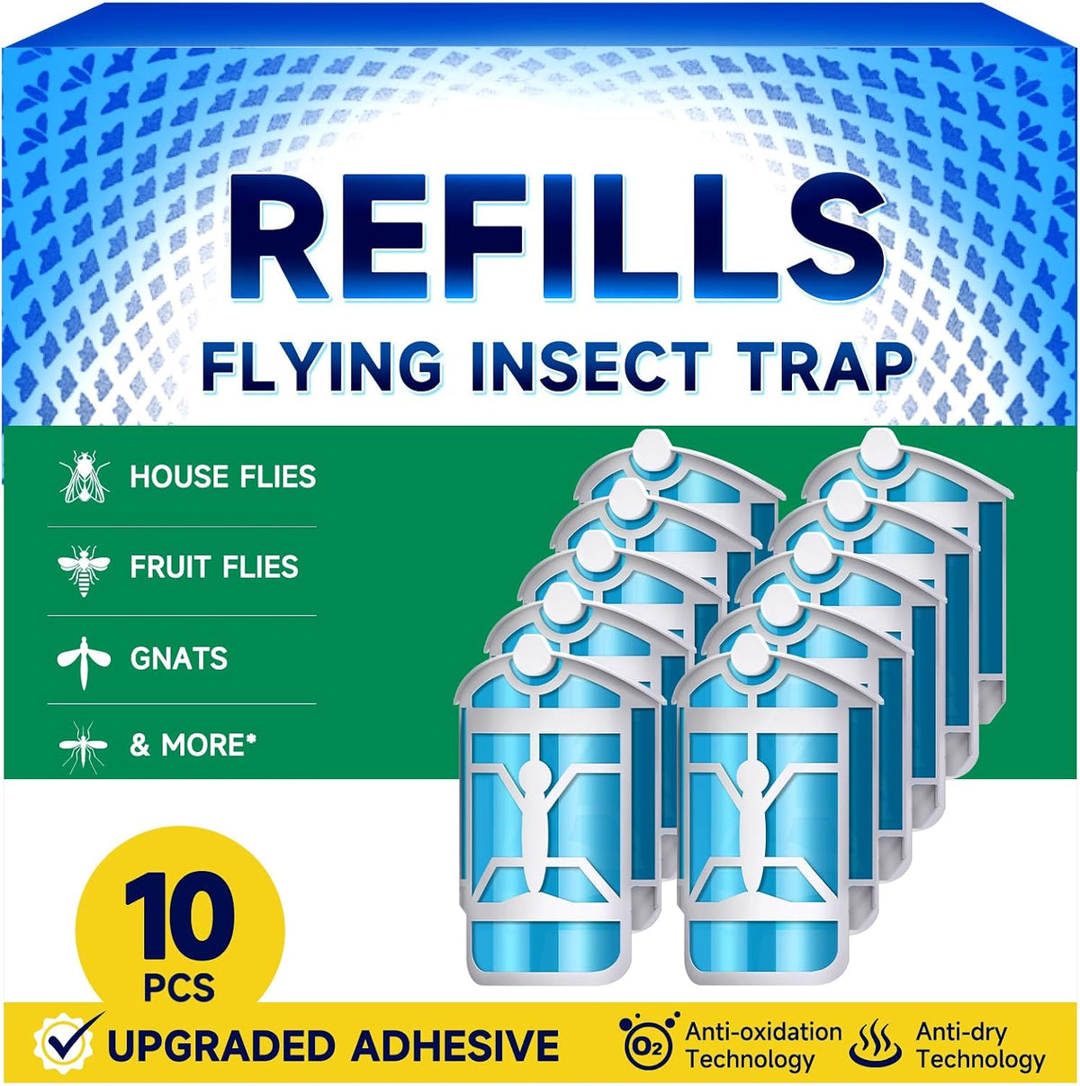 Paquete de 10 repuestos para trampas de insectos voladores, compatibles con trampa de insectos voladores M364 M364A y Max, atrapa mosquitos, moscas domésticas y de frutas