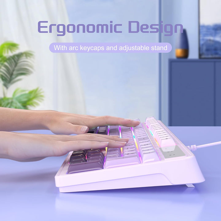 MageGee MageGee GK980 - Combo de teclado y mouse cremosos color mor...