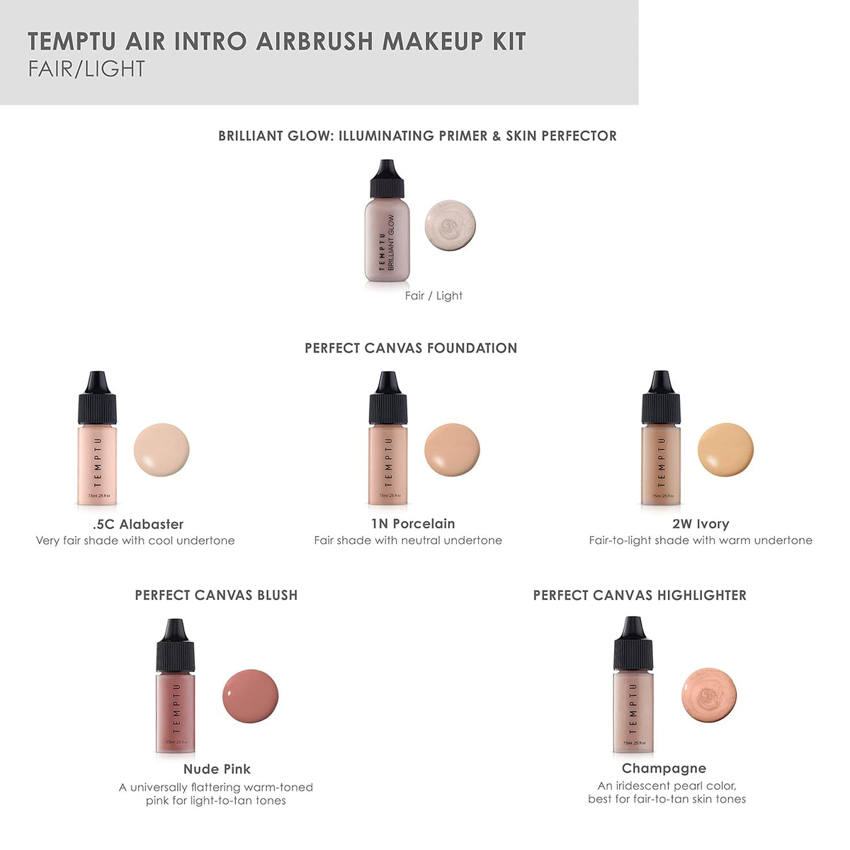 TEMPTU Kit de maquillaje Air Intro Airbrush: juego de 9 piezas incl...