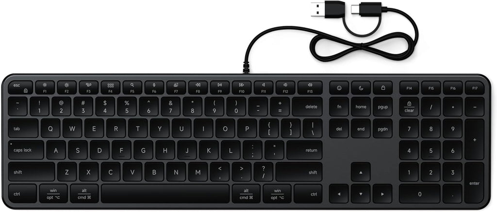 Satechi Teclado delgado LX3 con cable, diseño de tamaño completo co...
