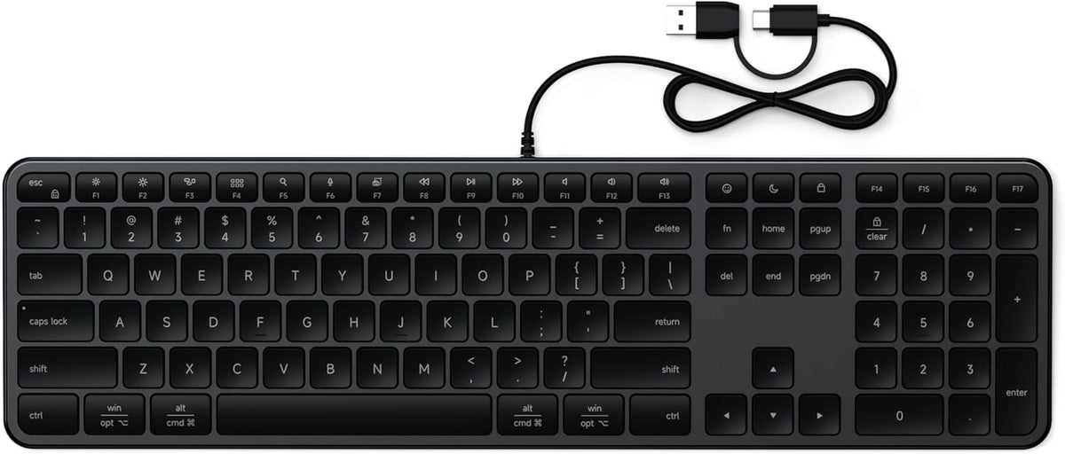 Satechi Teclado delgado LX3 con cable, diseño de tamaño completo co...