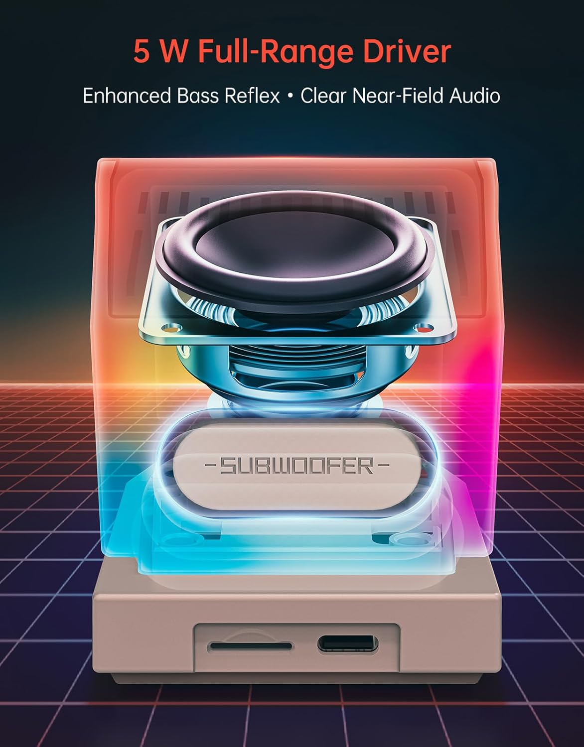 Divoom MiniToo - Altavoz retro para computadora estilo PC, pantalla de