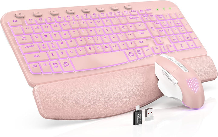 SABLUTE Combo ergonómico de teclado y mouse inalámbricos, teclado W...