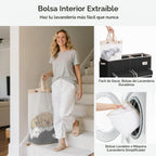 SOLEDI Cesta para ropa sucia de 220 litros de 3 secciones con tapa y 2