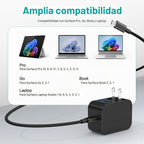 Nuevo cargador de superficie de 65 W con enchufe de CA plegable, compatible con cargador Surface Pro 13 11, 12, 10, 9, 8, 7+, 7, 6, 5, 4, 3, X, Surface Book3, 2, 1, laptop y tableta, compatible con