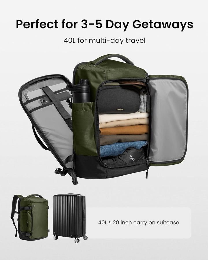 Mochila de viaje tomtoc, equipaje de mano aprobado para vuelos y co...