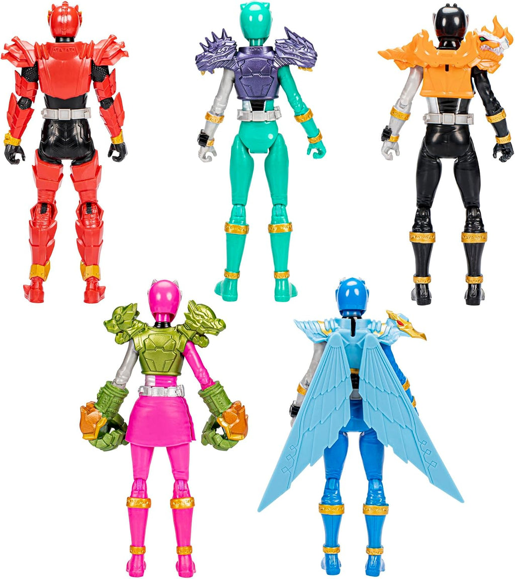 Power Rangers Dino Fury Paquete de Equipo, Figuras de Acción de 6 Pulgadas, Juguetes para Niños y Niñas de 4 Años, Set de Figuras de Acción, Juguetes de Superhéroes (Exclusivo de Amazon)
