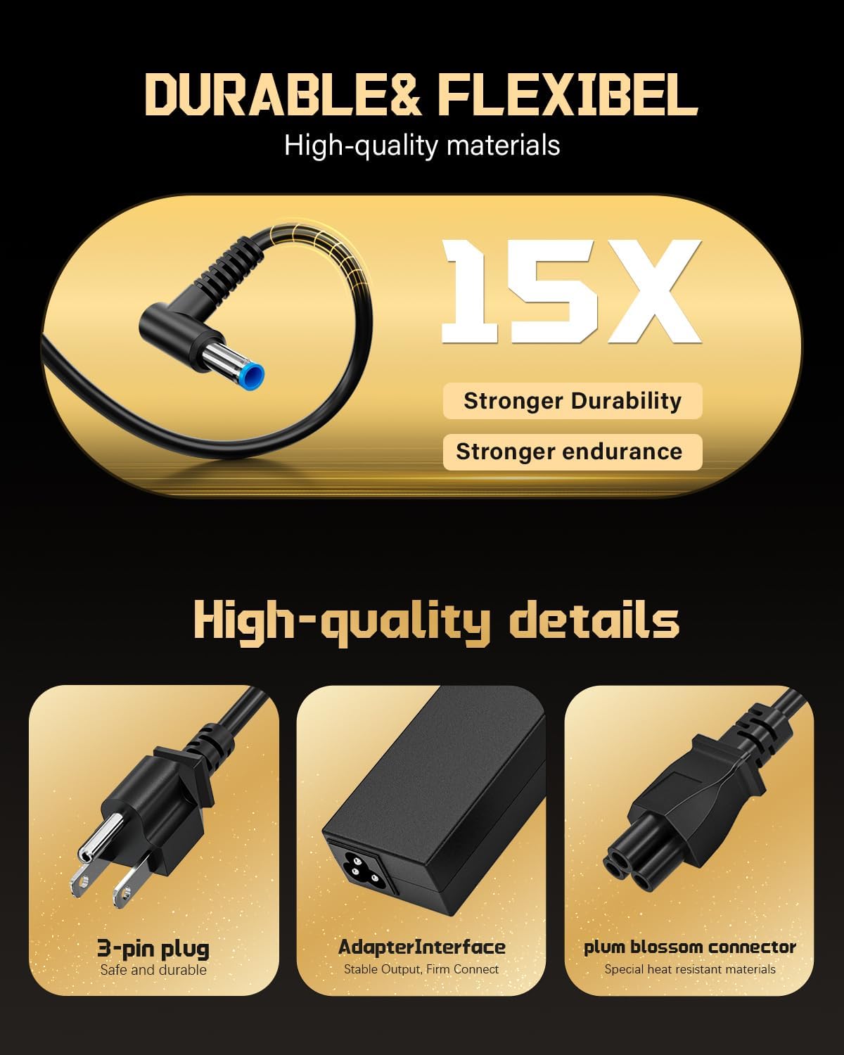 Compatible con cargador de laptop HP 65W 45W Smart Blue Tip adaptad...