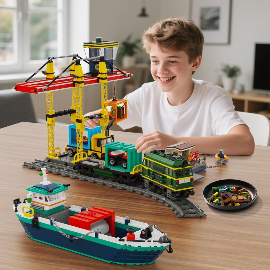 HOGOKIDS City Wharf - Juego de construcción con grúa