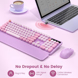 Combo de teclado y mouse inalámbricos con teclas redondas, teclado...