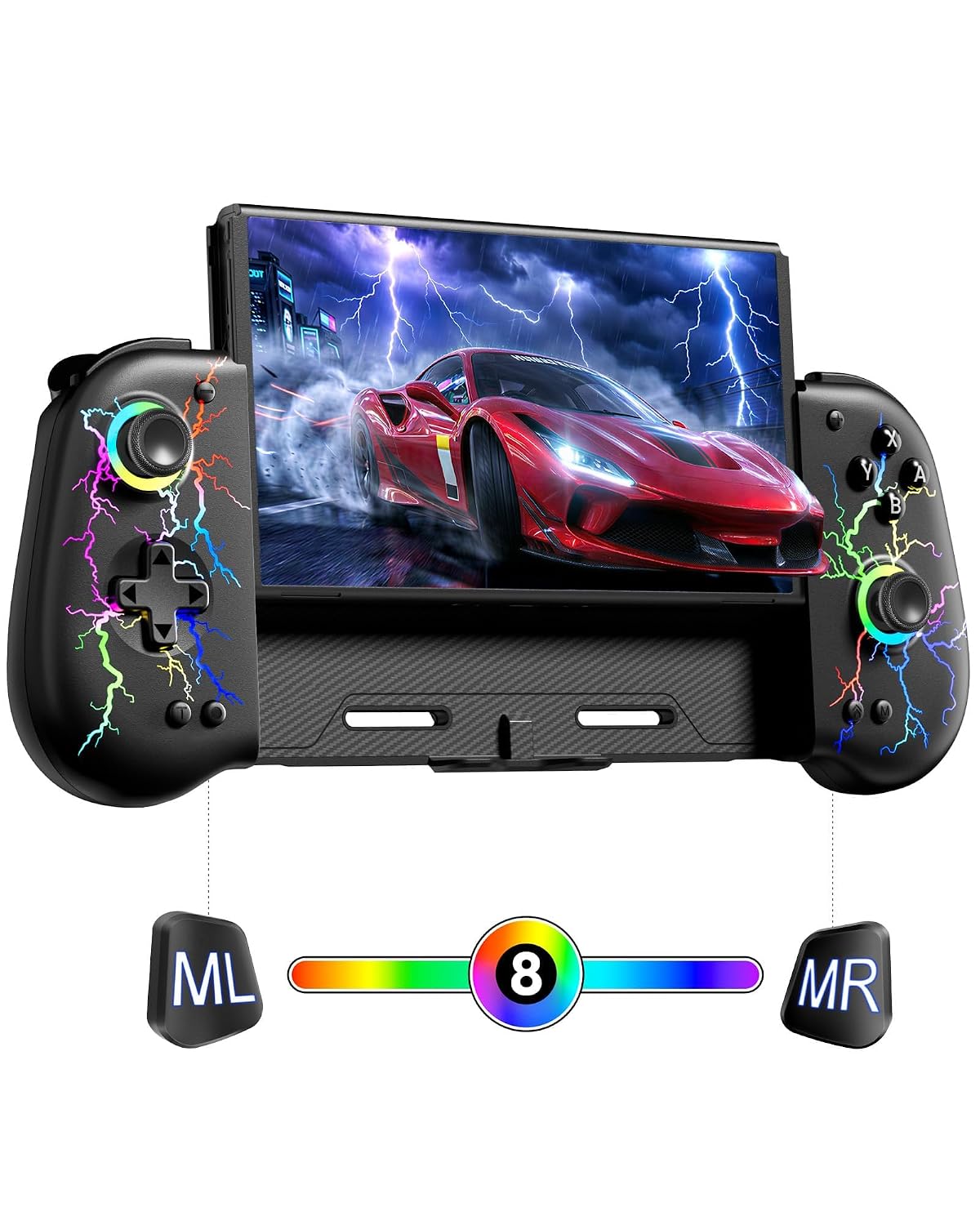 VOYEE controles Switch para Switch/OLED, con Joystick de efecto Hall negro