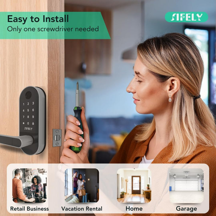 Cerradura de puerta inteligente con huella digital WiFi integrada c...