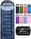 Sportneer Saco de dormir, 3 estaciones, cálido y frío, saco de dormir para adultos, niños y niñas, con saco de compresión, accesorios ligeros para equipo de camping, mochileros, senderismo