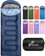 Sportneer Saco de dormir, 3 estaciones, cálido y frío, saco de dormir para adultos, niños y niñas, con saco de compresión, accesorios ligeros para equipo de camping, mochileros, senderismo