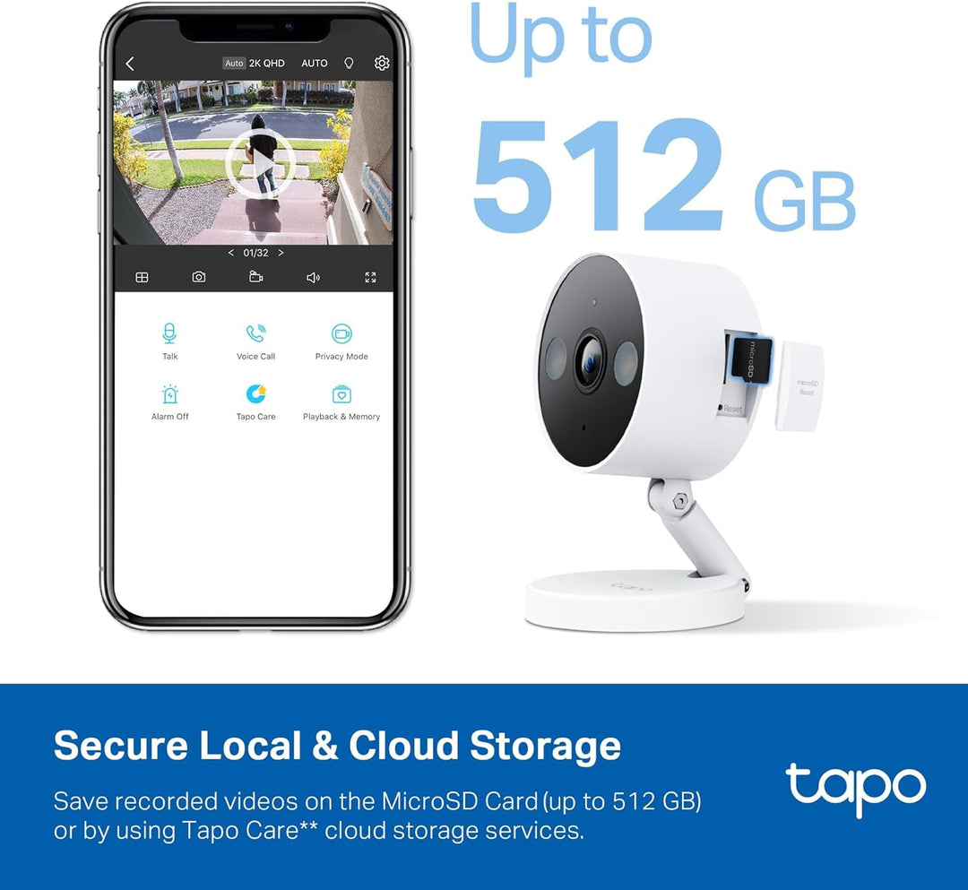 Cámara de seguridad Tapo 2K QHD para interiores\/exteriores, Elecci...