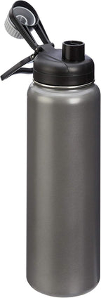 Amazon Basics Botella de agua grande aislada de acero inoxidable, tapa de boquilla a prueba de fugas, sin BPA, aislada al vacío, mantiene las bebidas frías, portátil, 30.1 onzas, gris