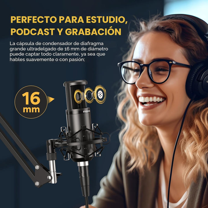 MAONO Micrófono de condensador XLR, micrófono de grabación de estud...