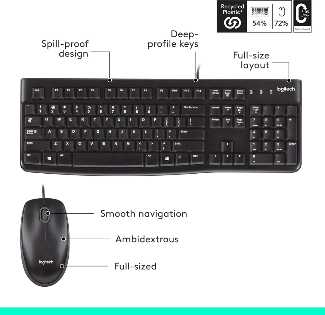 Logitech MK120 Combo de teclado y ratón con cable para