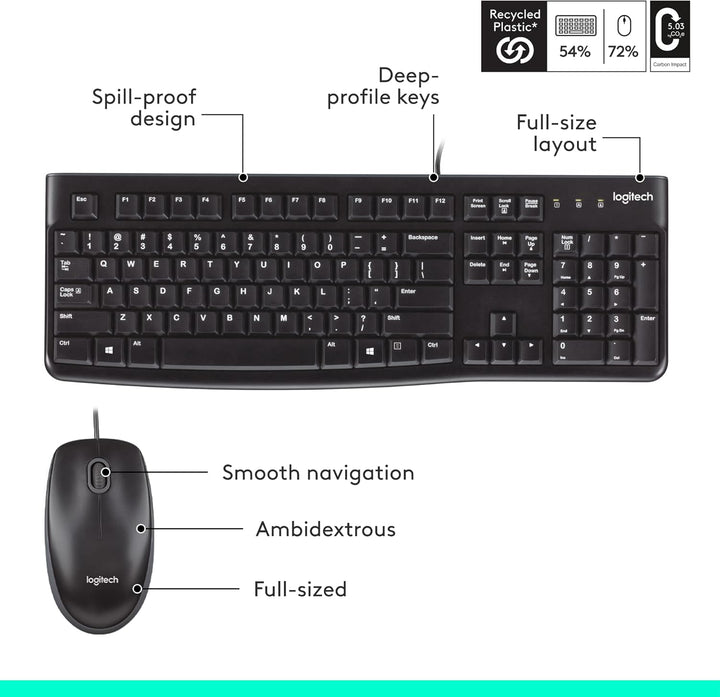 Logitech MK120 Combo de teclado y ratón con cable para