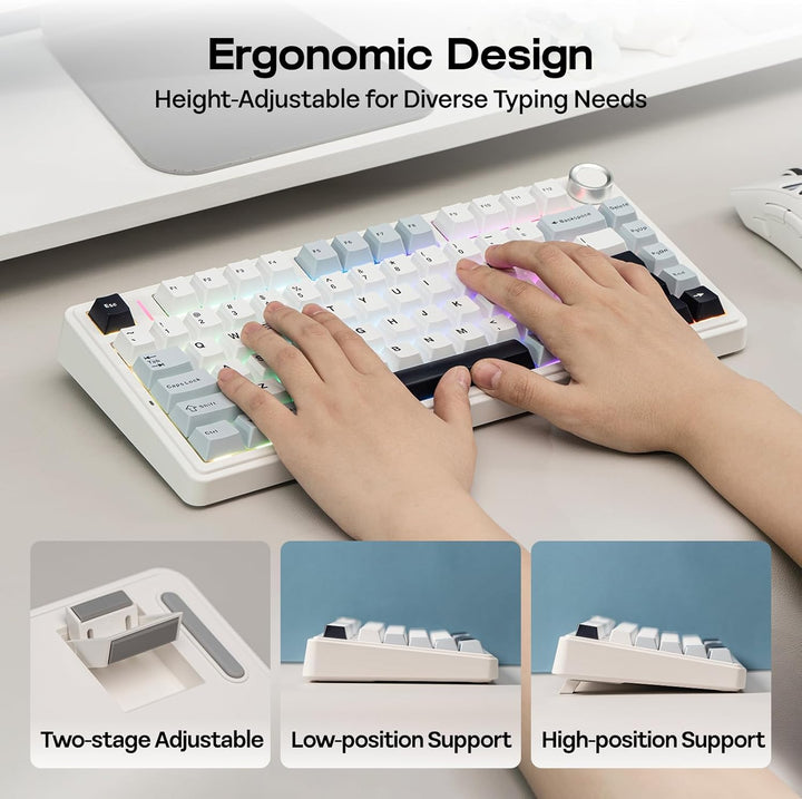 EPOMAKER x Aula F75 - Teclado mecánico con junta, 75% inalámbrico i...