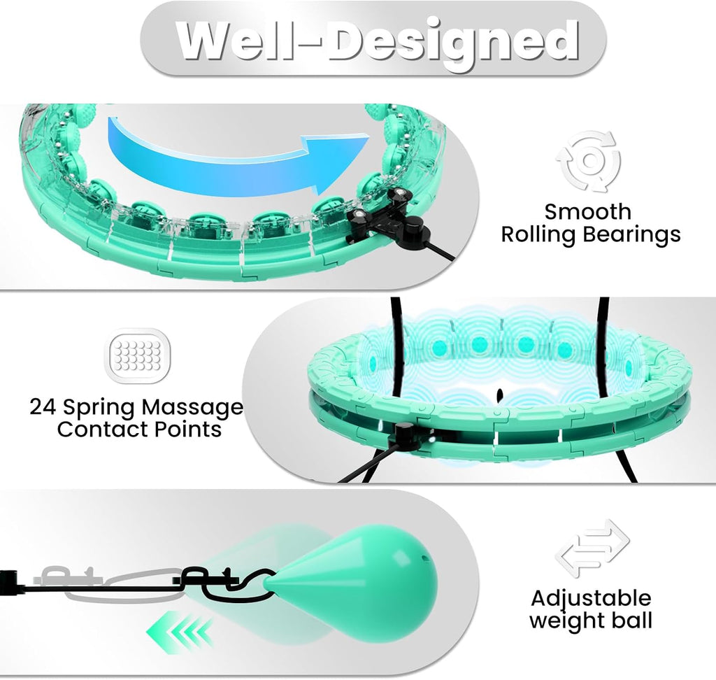 Infinity Hoop,2 en 1 Adjustable Fitness Hoop para Women Beginners