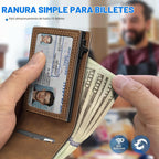 Cartera para hombre, tarjetero desplegable delgado con bloqueo RFID, billetera plegable minimalista con 9 ranuras para tarjetas, ventana de identificación y bolsillo para efectivo, funda de