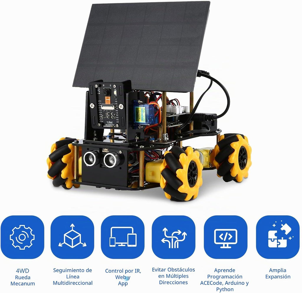 4 en 1 ESP32 Smart Camera Solar Robot Car, 4WD Kit de robótica de coche con control remoto para niños de 8 a 12 y 16 años, programación electrónica, kit de codificación científica de juguete STEM compatible con Arduino/Scratch/Phython