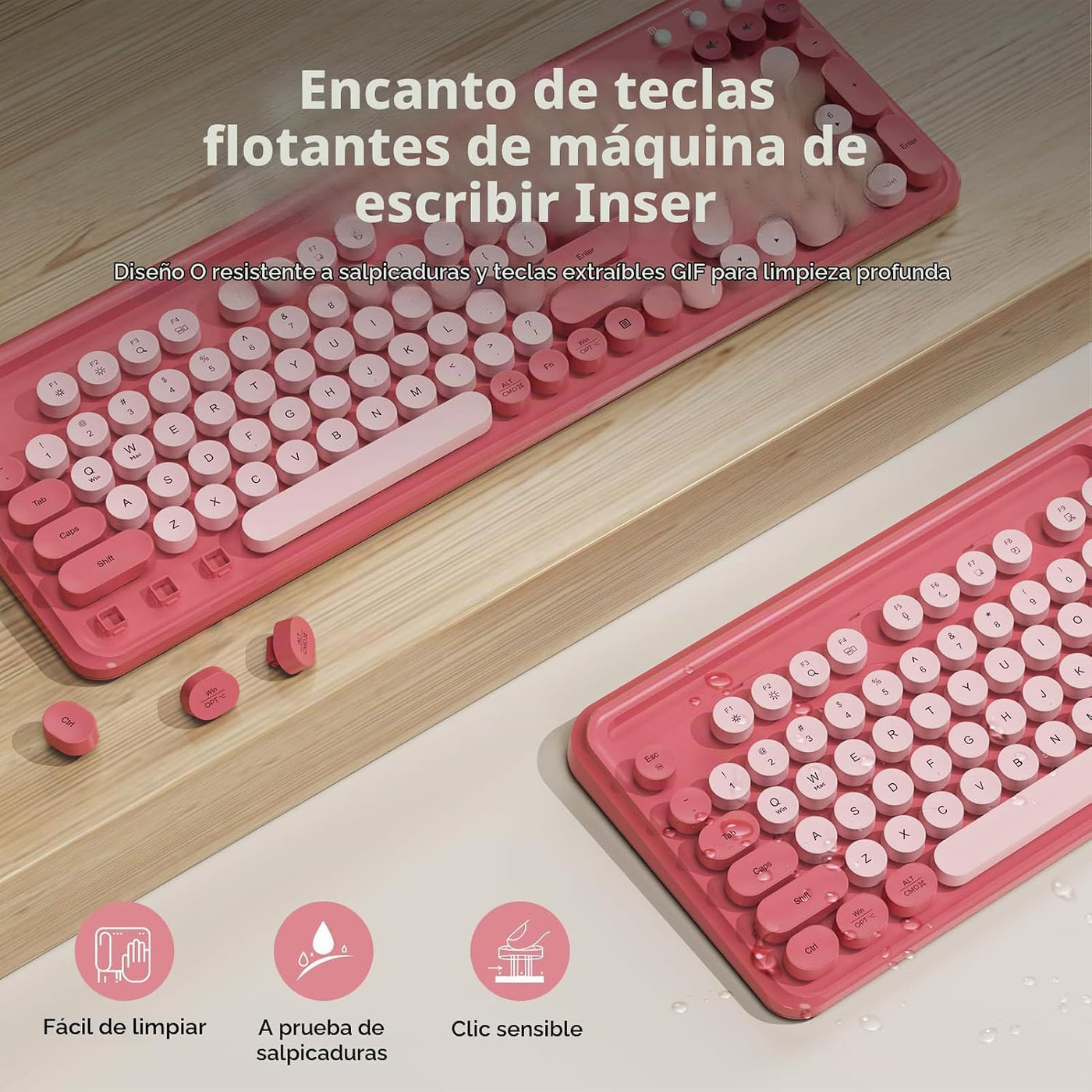 Combo de teclado y mouse inalámbricos con soporte para teléfono\/ta...