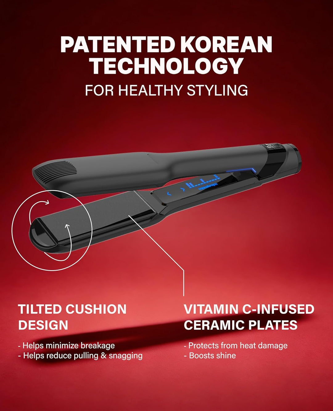 GLAMPALM Alisador de Cabello Plancha Plana de Cerámica de 1.5 pulga...