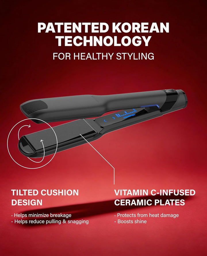 GLAMPALM Alisador de Cabello Plancha Plana de Cerámica de 1.5 pulga...