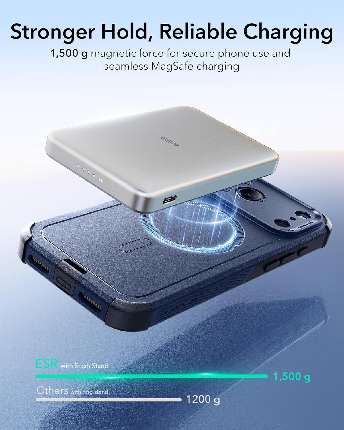 ESR Paquete de 3 protectores de pantalla y funda Cyber Tough