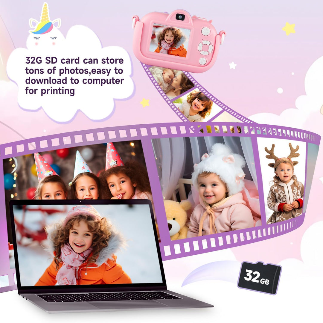MAVOKIS Cámara digital para niños de 3 a 8 años, cámara 1080P para...