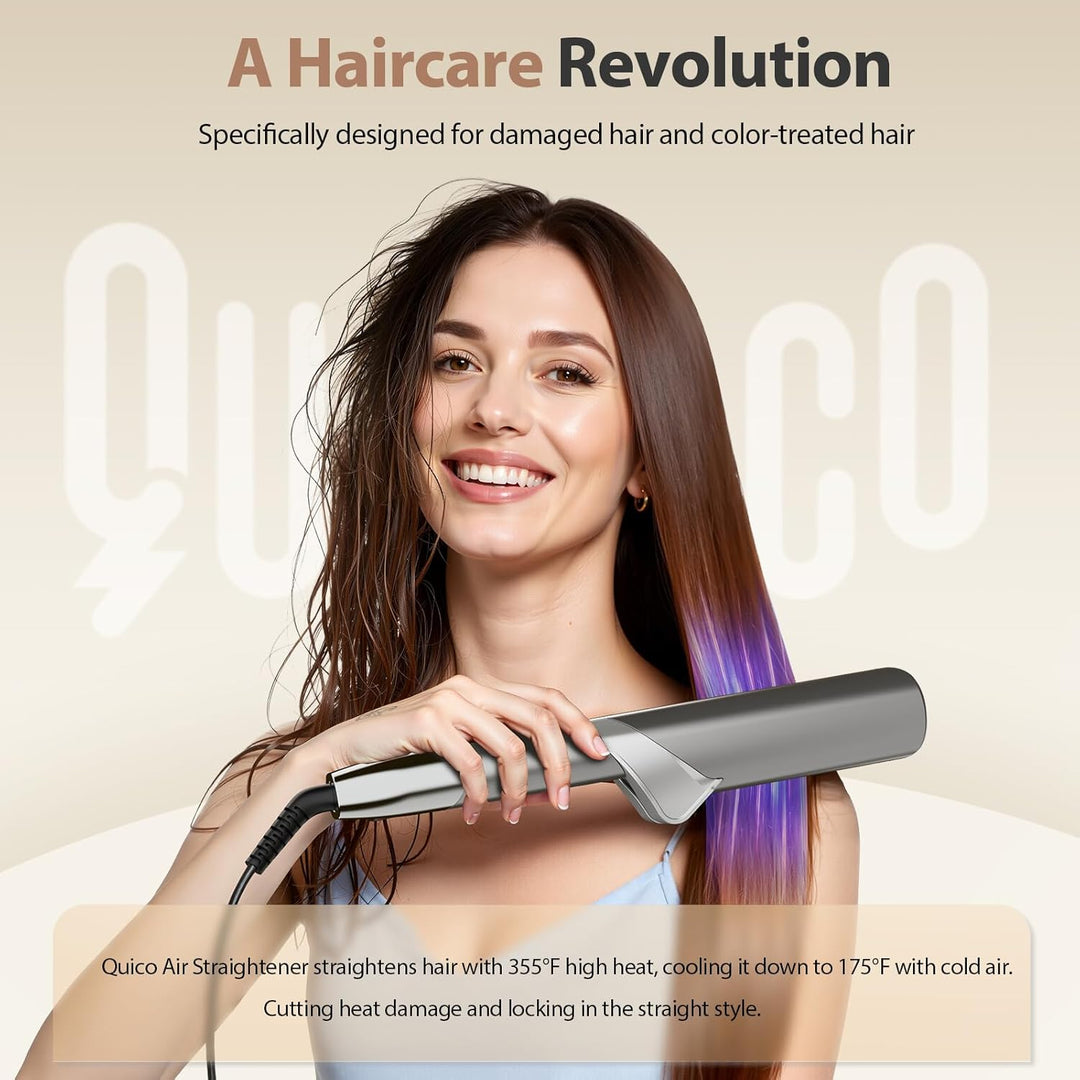 Quico Alisador de aire, plancha iónica de cabello húmedo a seco con...