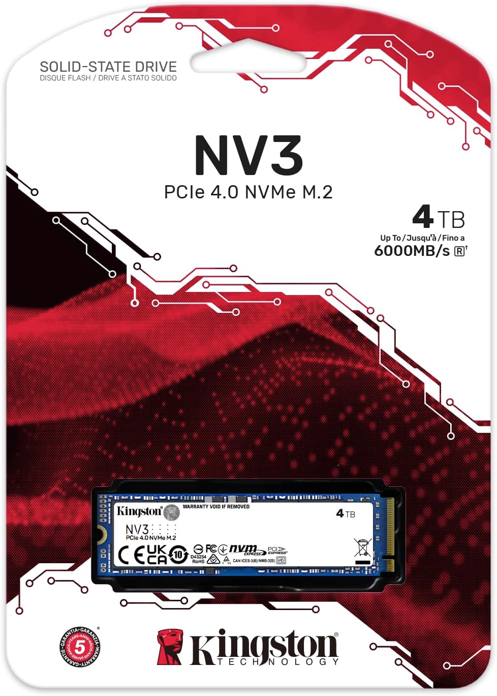 SSD Kingston NV3 4TB M.2 2280 NVMe | PCIe 4.0 generación 4x4 | Hast...