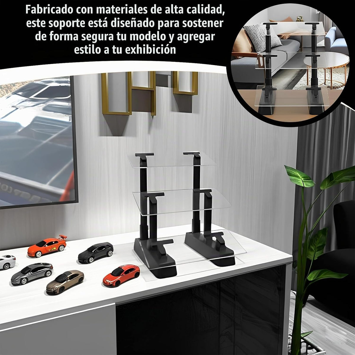 Soporte de exhibición de modelos de automóvil de 3 niveles, vitrina en ángulo para modelos de fundición a presión a escala 1/24, organizador de mesa para 3 modelos, regalo ideal para