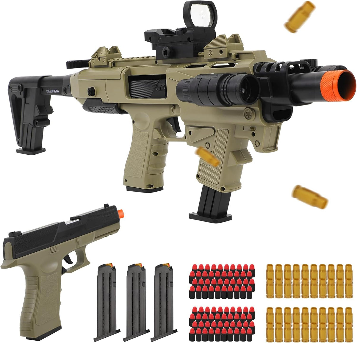 Pistola de juguete de dos modos, rifle de francotirador con carcasa que expulsa pistolas de juguete realistas de bala suave con 80 balas suaves, 40 conchas para juegos de disparos al aire libre, Navidad, Halloween, regalos de cumpleaños